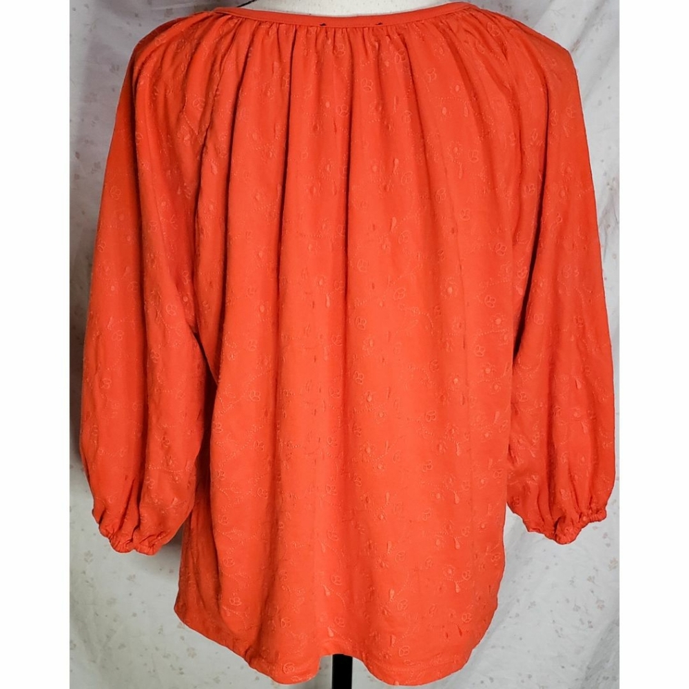 J Crew Floral Embroidered Top Shirt Tassel Balloon Sleeve V Neck Cotton Boho - Picture 2 of 4